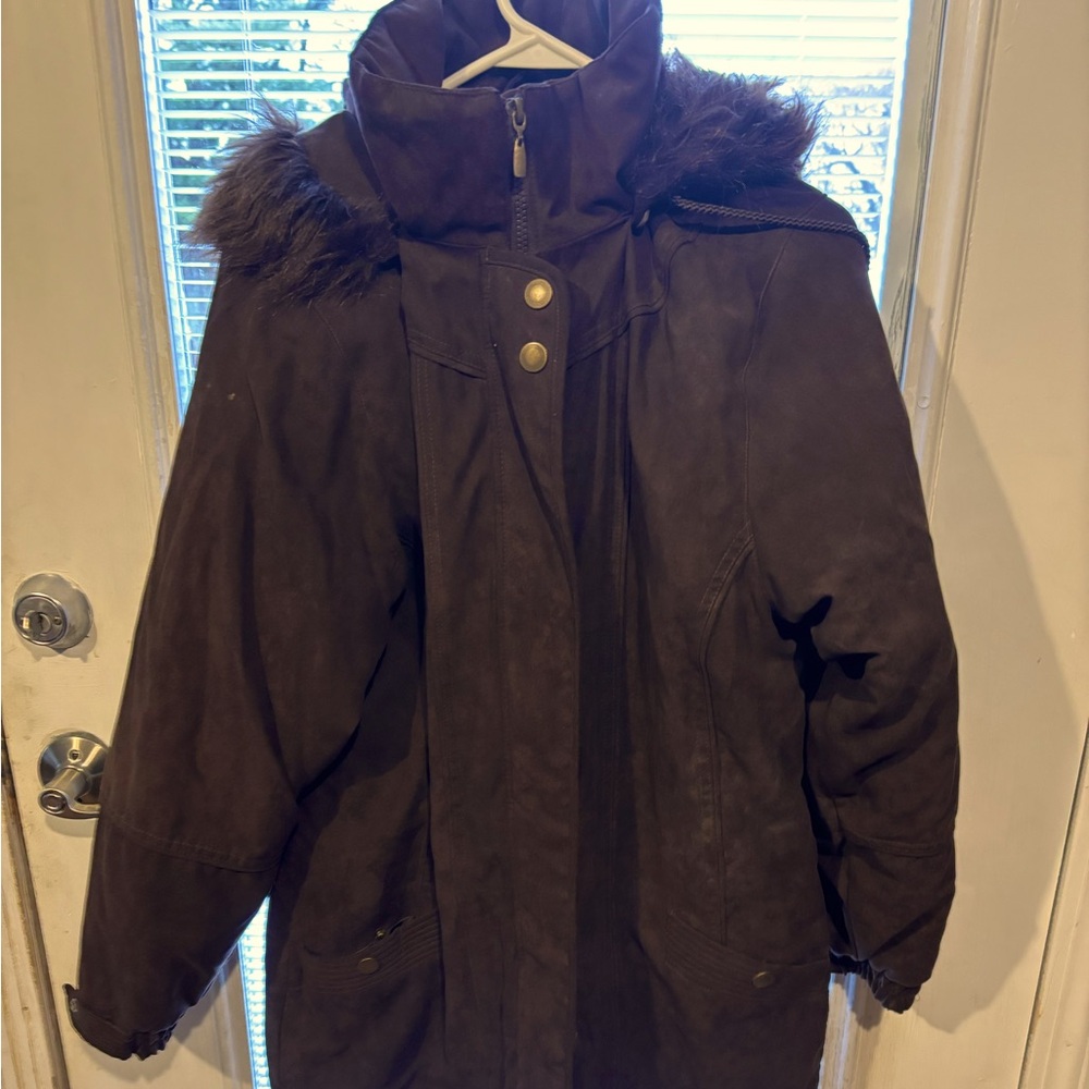 Women's Brown Fur-Trimmed Coat. Lightly used.